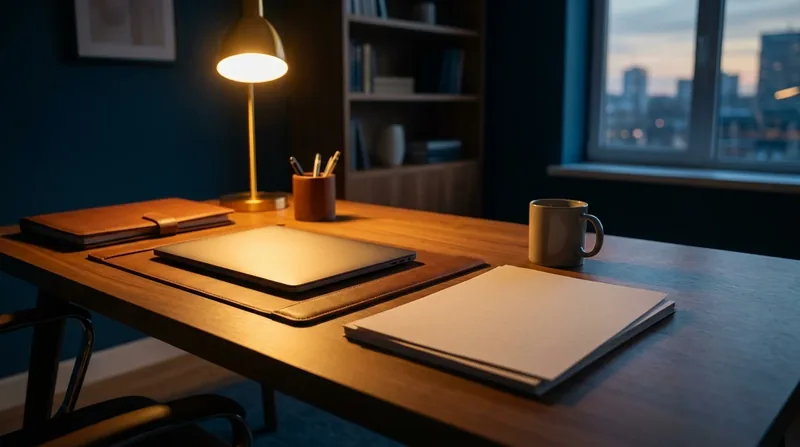 Business formation folders and a closed laptop on a lamp-lit desk, How to Dissolve or Reinstate an LLC in Florida