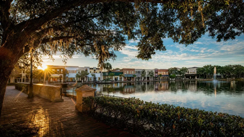 A Central Florida town square with lakeside shops and oaks, Orange County, Florida Business Tax Receipt